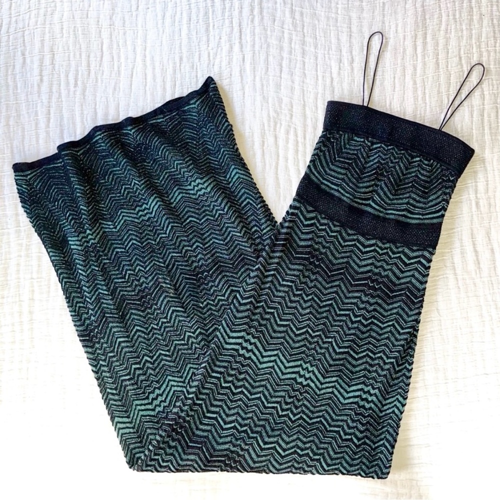 M by MISSONI Black and Green Lurex Knit Spaghetti Strap Maxi Dress size 0 XS